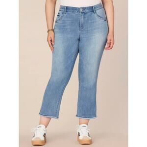 Democracy AbSolution Jeans Womens 16 Blue High Waist Slim Straight Embroidered